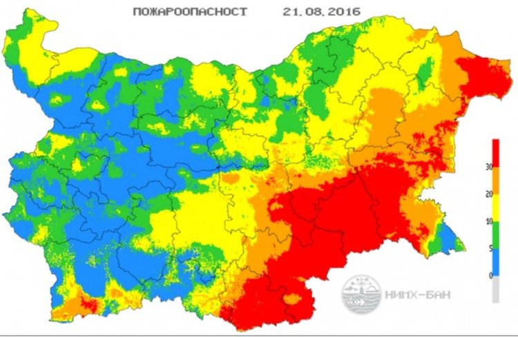 В Кърджали е обявен червен индекс за опасност от пожари